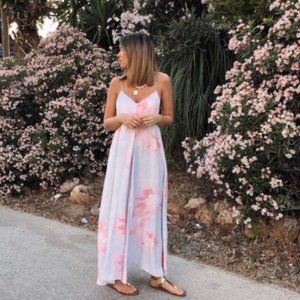 ZARA Satin Effect Tie-Dye Midi Summer Dress